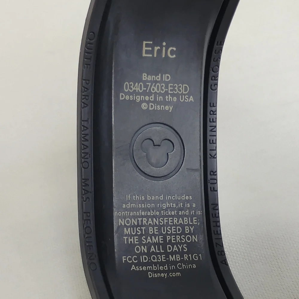 Disney Magic Bands Gray "Eric" Mickey Mouse Park Admission Band ID Bracelet - Picture 4 of 9